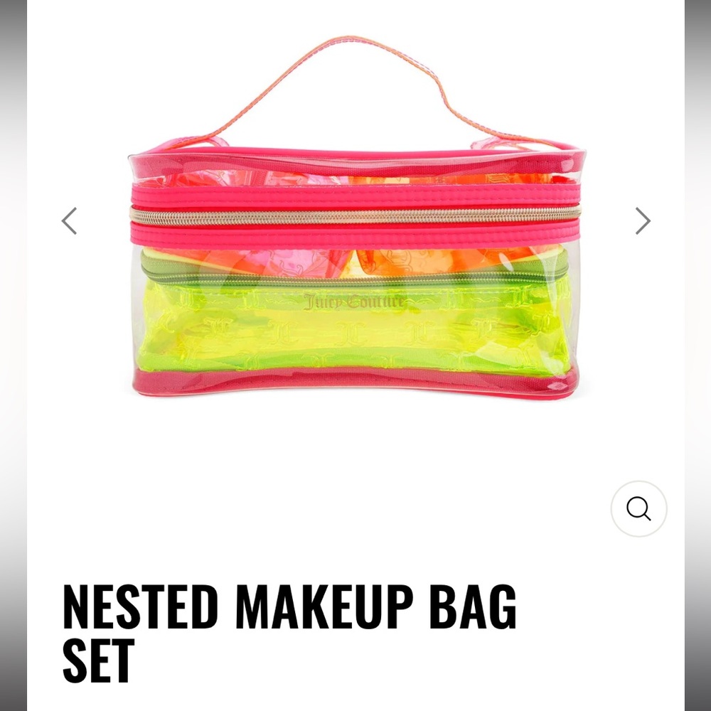 NWT DEADSTOCK Juicy Couture Neon 4 Piece Nested Travel Bag Set